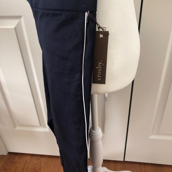 Cropped Navy and White Crosby pants trousers NWT Size 6 - Picture 3 of 6